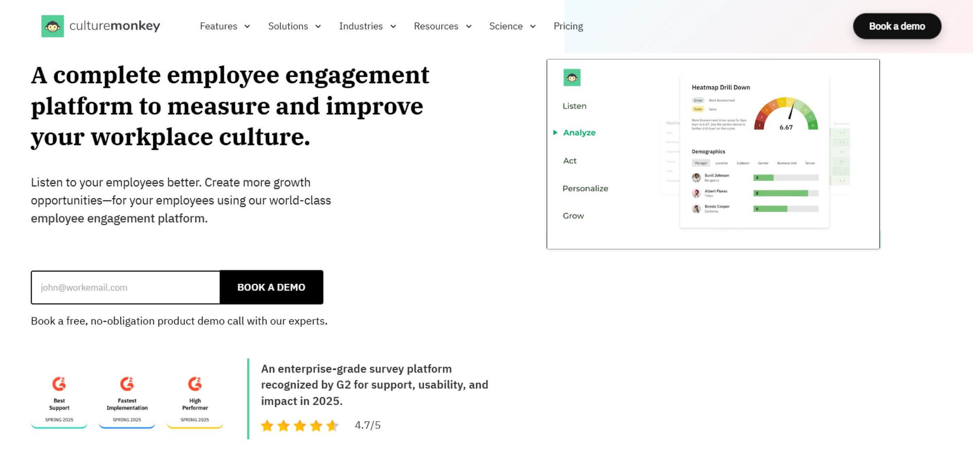 CultureMonkey, an enterprise employee engagement survey tool