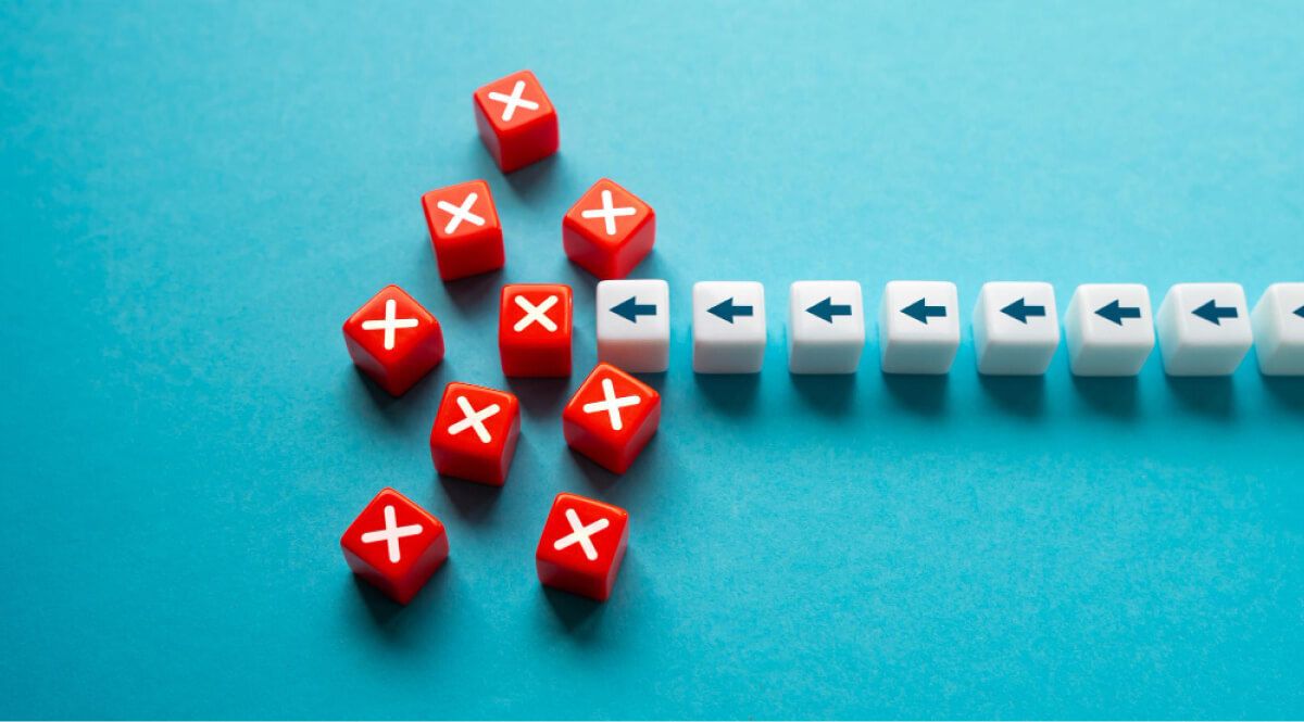 Arrow blocks blocked by red X blocks