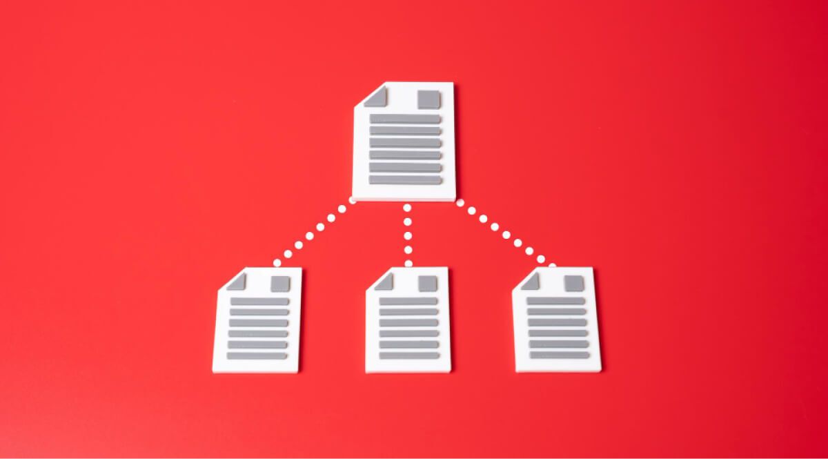 Mockup of files being broken down