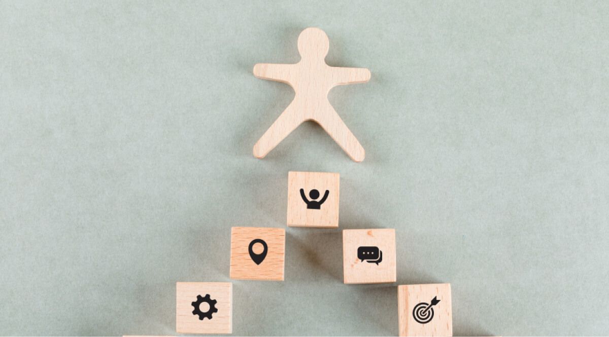 Wooden block of man and blocks