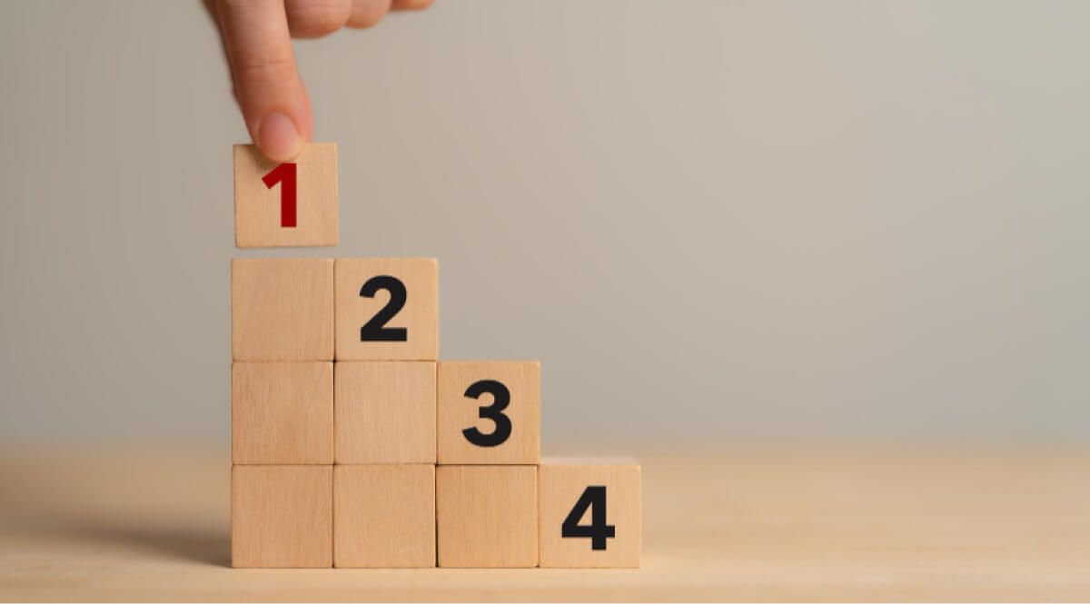 wooden blocks stacked up in 1-4 order