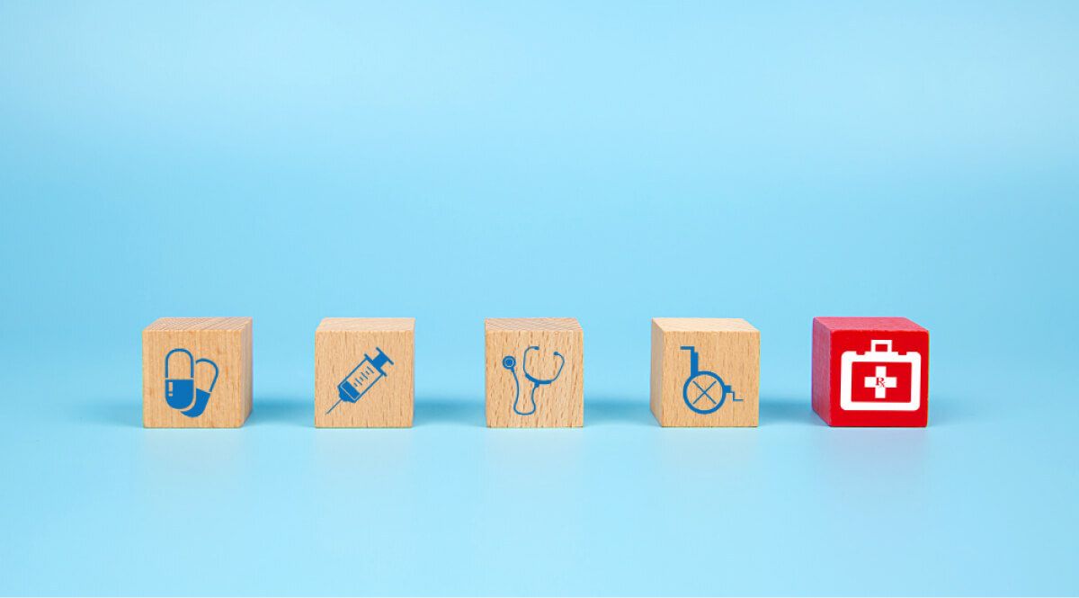 Employee experience wooden blocks in helathcare