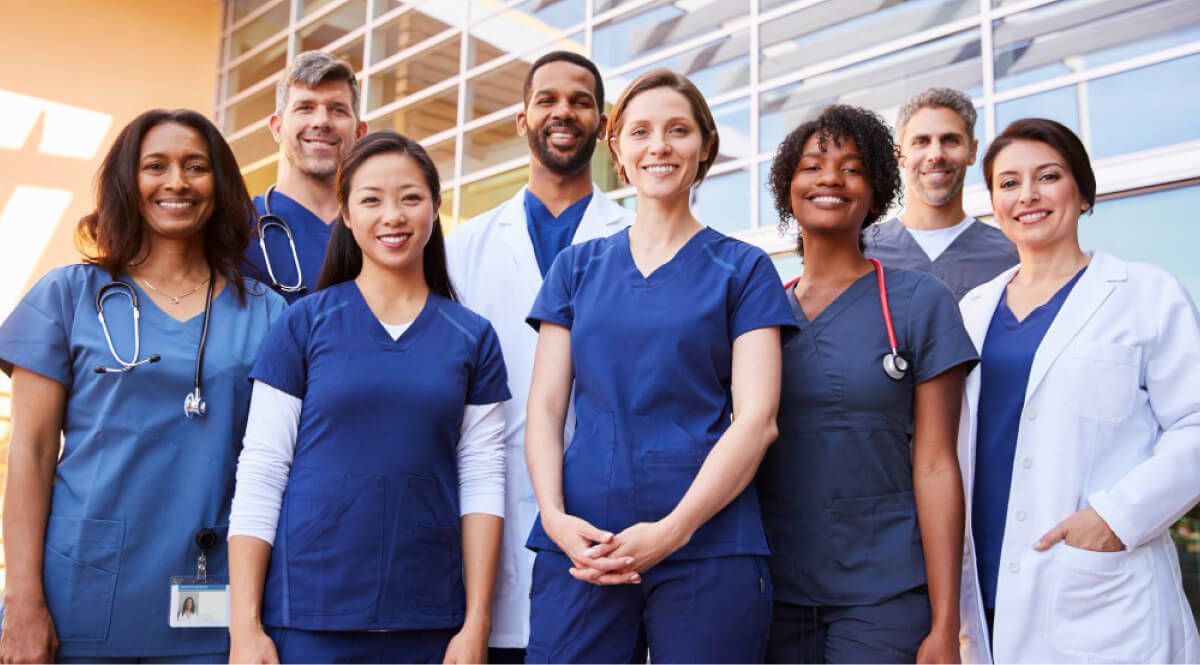 What are hospital engagement survey questions for clinical vs non-clinical departments?