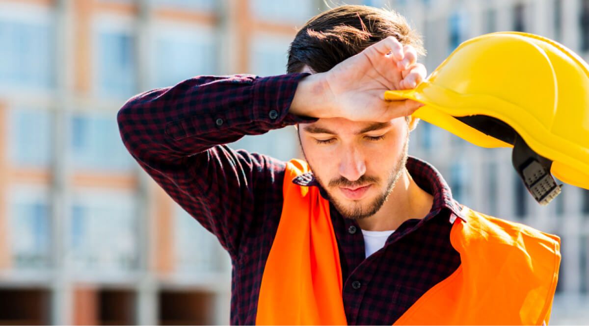 Construction worker tired