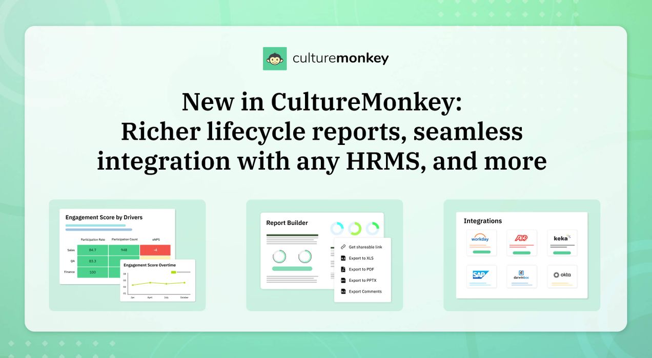 New in CultureMonkey: Richer lifecycle reports, seamless integration with any HRMS, and more