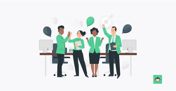 Employees celebrating their recent achievement in the workpalce