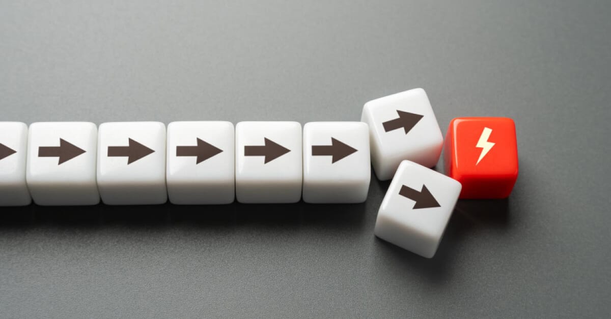 arrows going pointing towards the left and blocked with a boult