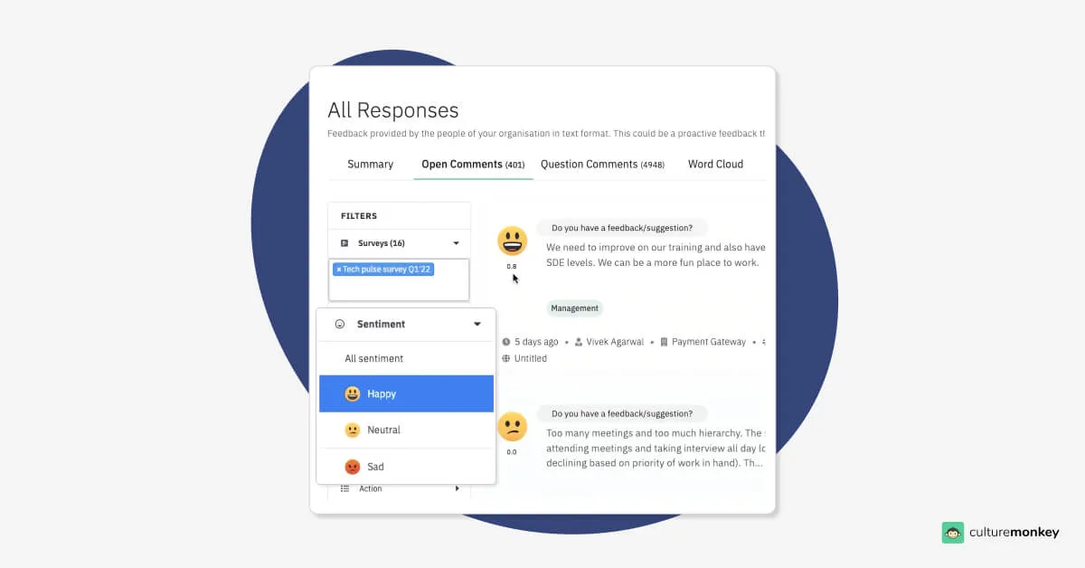 Smart filters and dynamic reports for feedback analysis