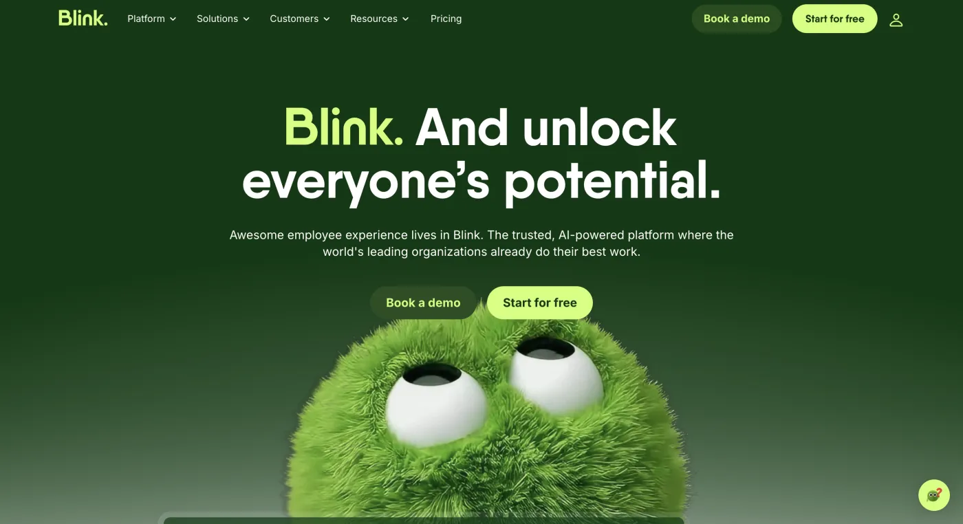 Blink homepage — Frontline communication hub, July 2026
