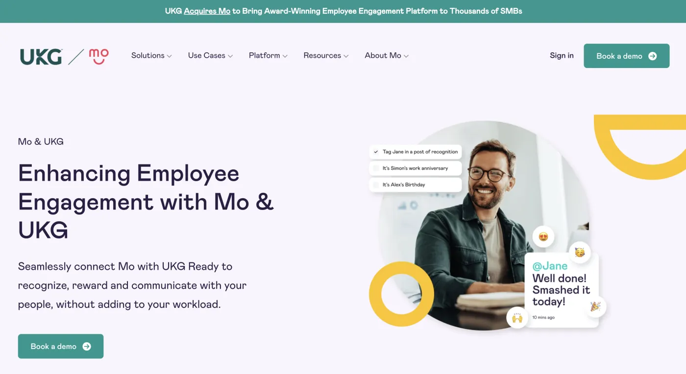 Mo homepage — Recognition-driven engagement, July 2026