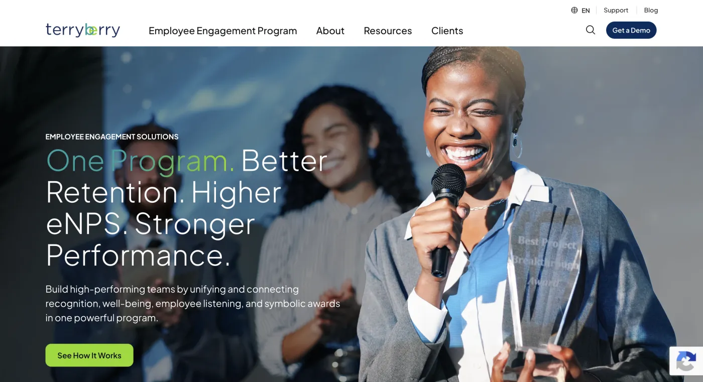 Terryberry homepage — Milestone recognition, July 2026