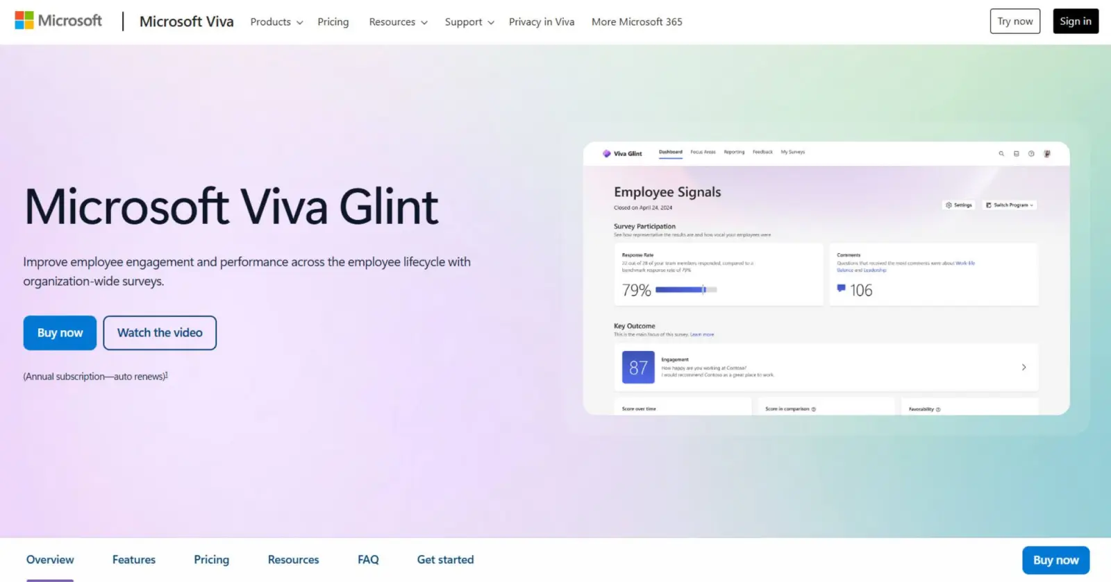 Microsoft Viva Glint - engagement survey platform