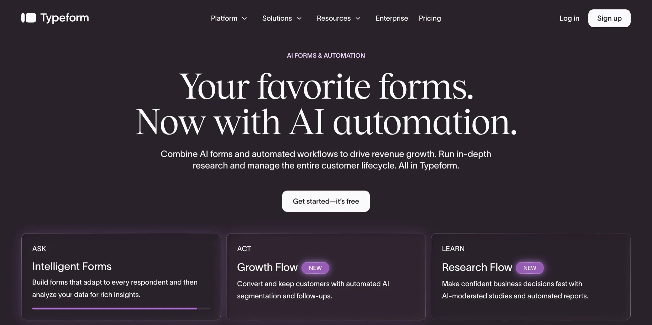 Typeform product screenshot