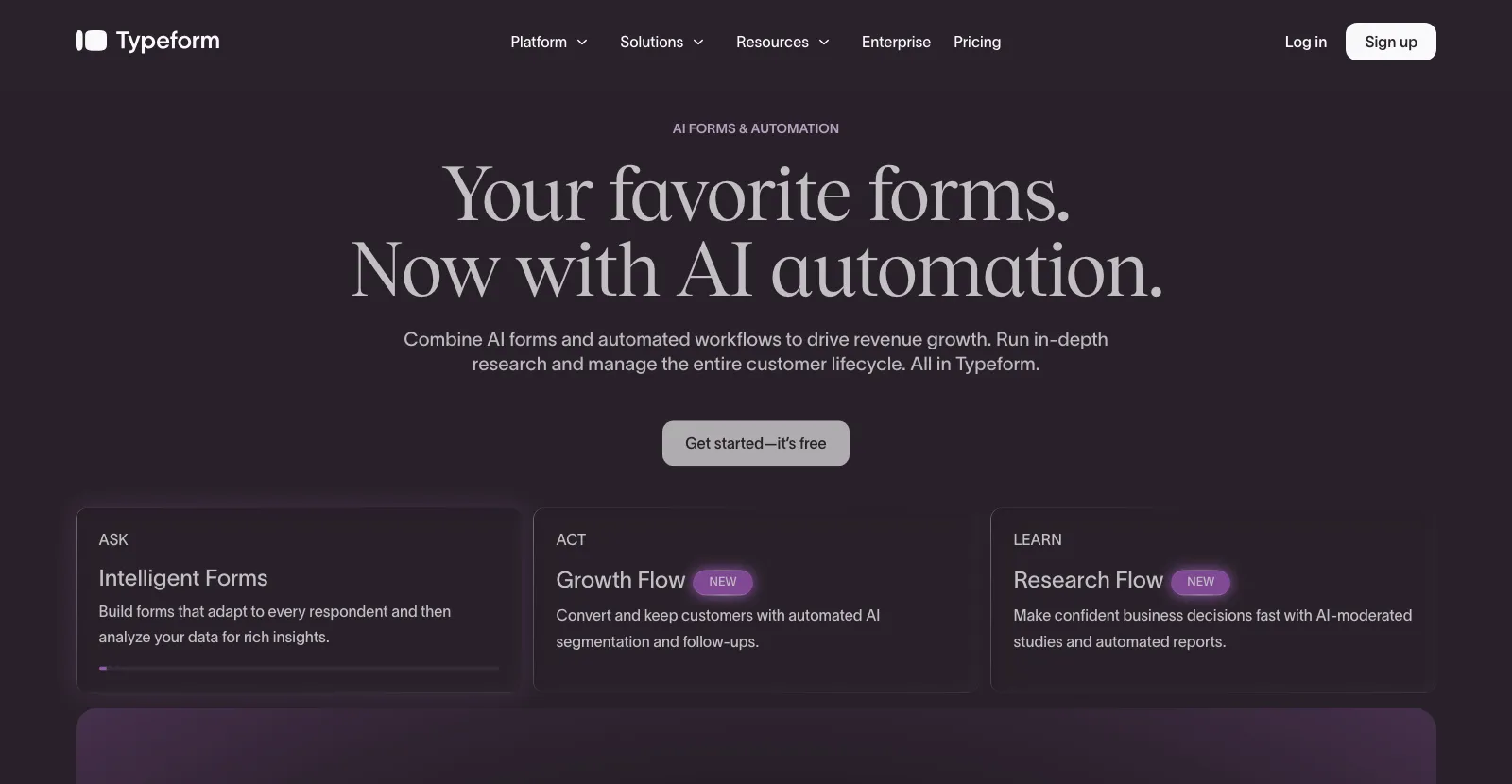 Typeform - conversational forms and surveys homepage