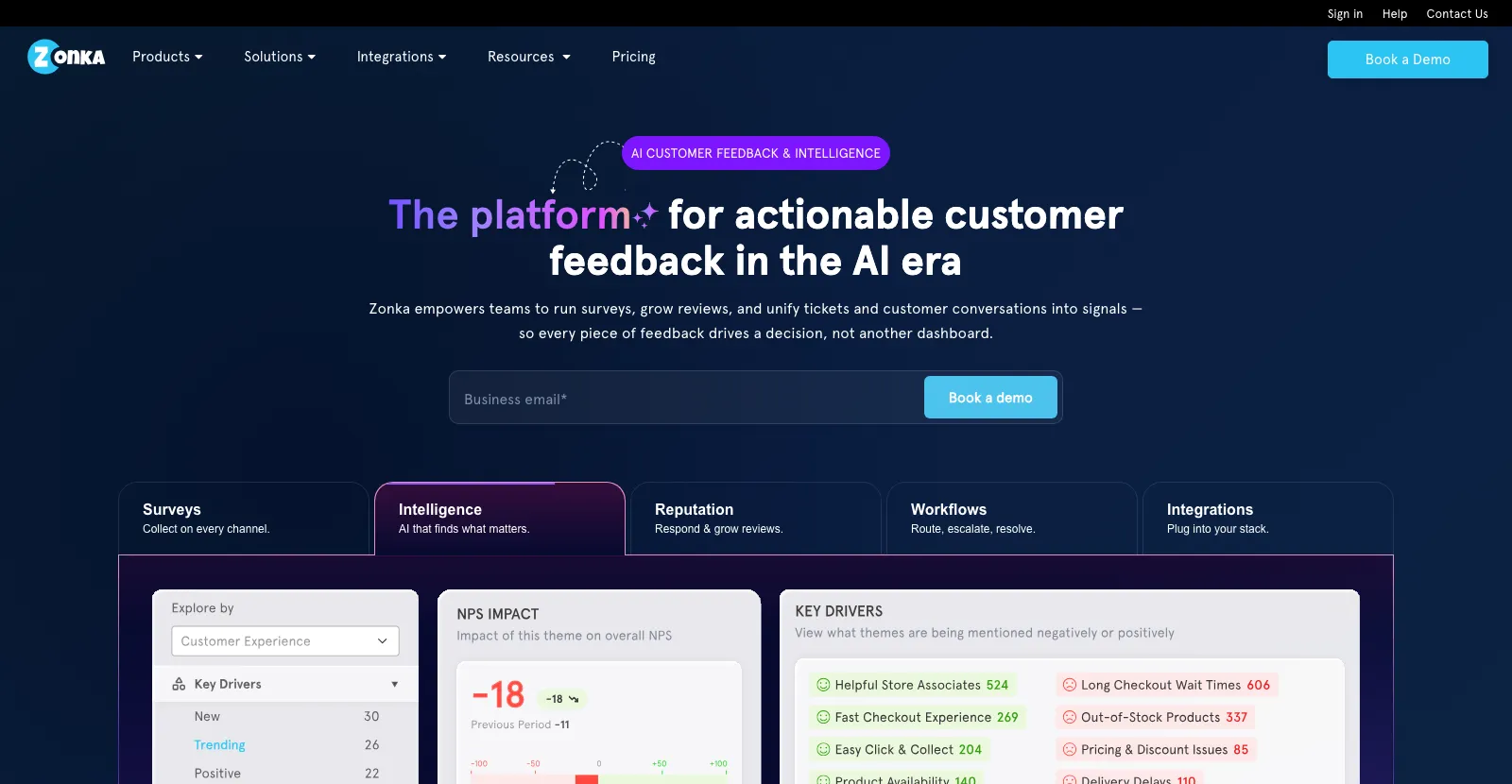 Zonka Feedback - customer feedback and CX platform homepage