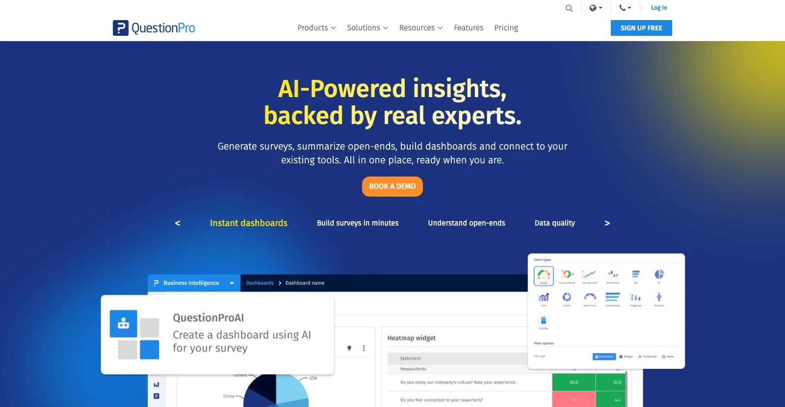 QuestionPro - survey research platform homepage