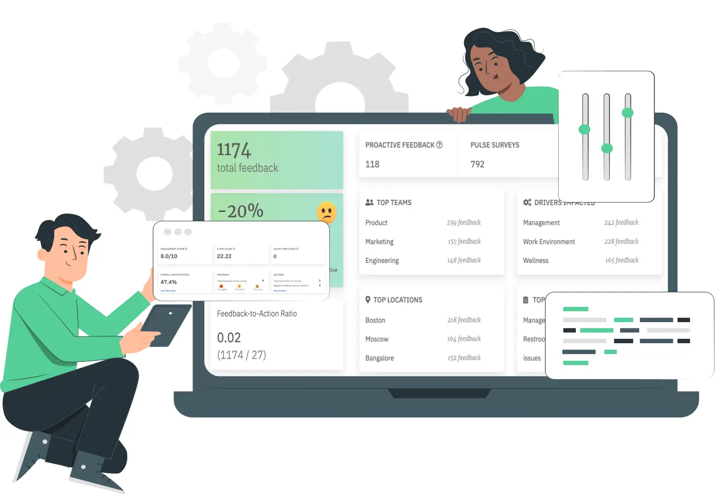 Choosing survey participants for your selected employee survey template using various filters