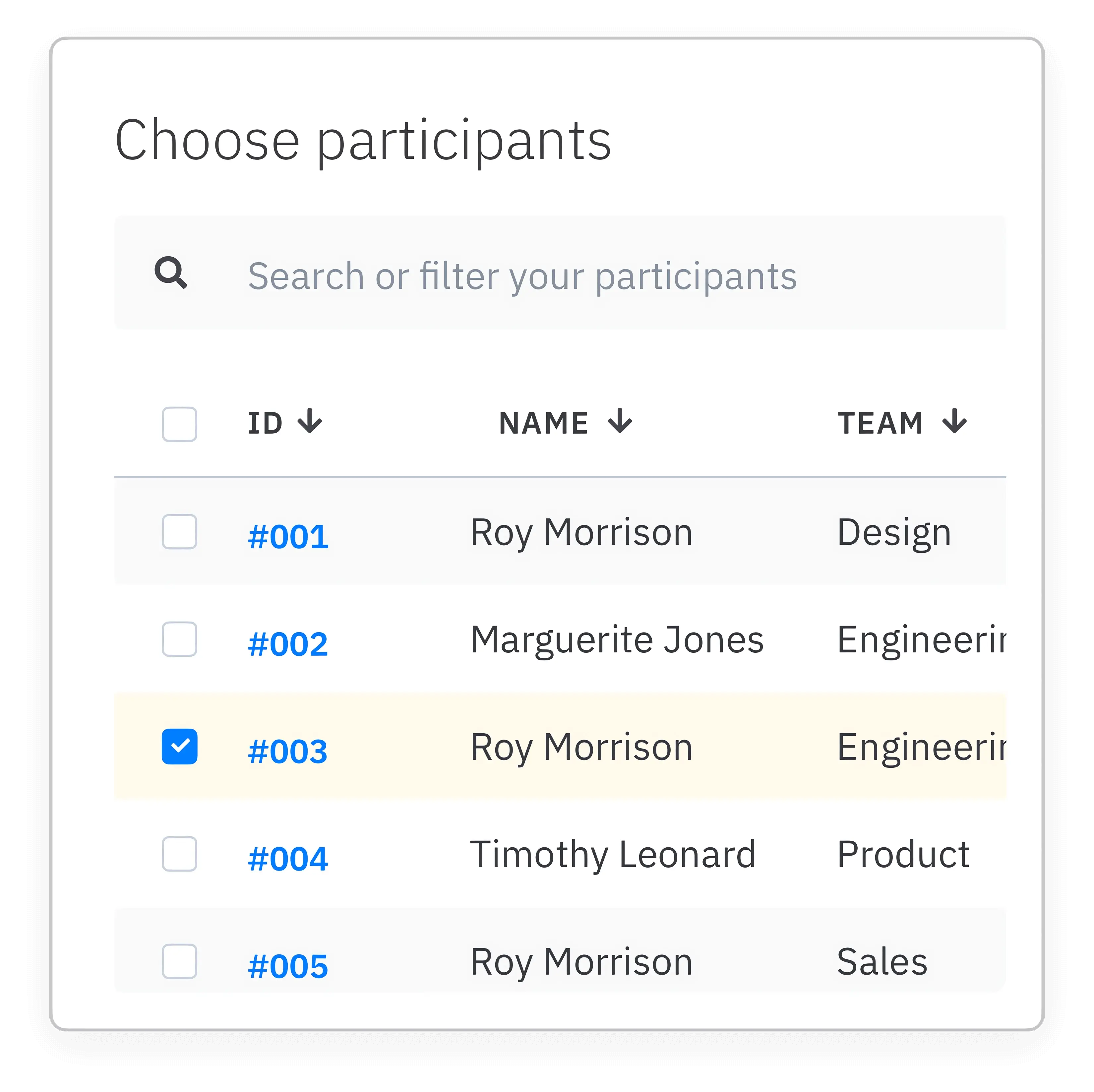 Selecting employee survey participants using various filters within our employee engagement survey software