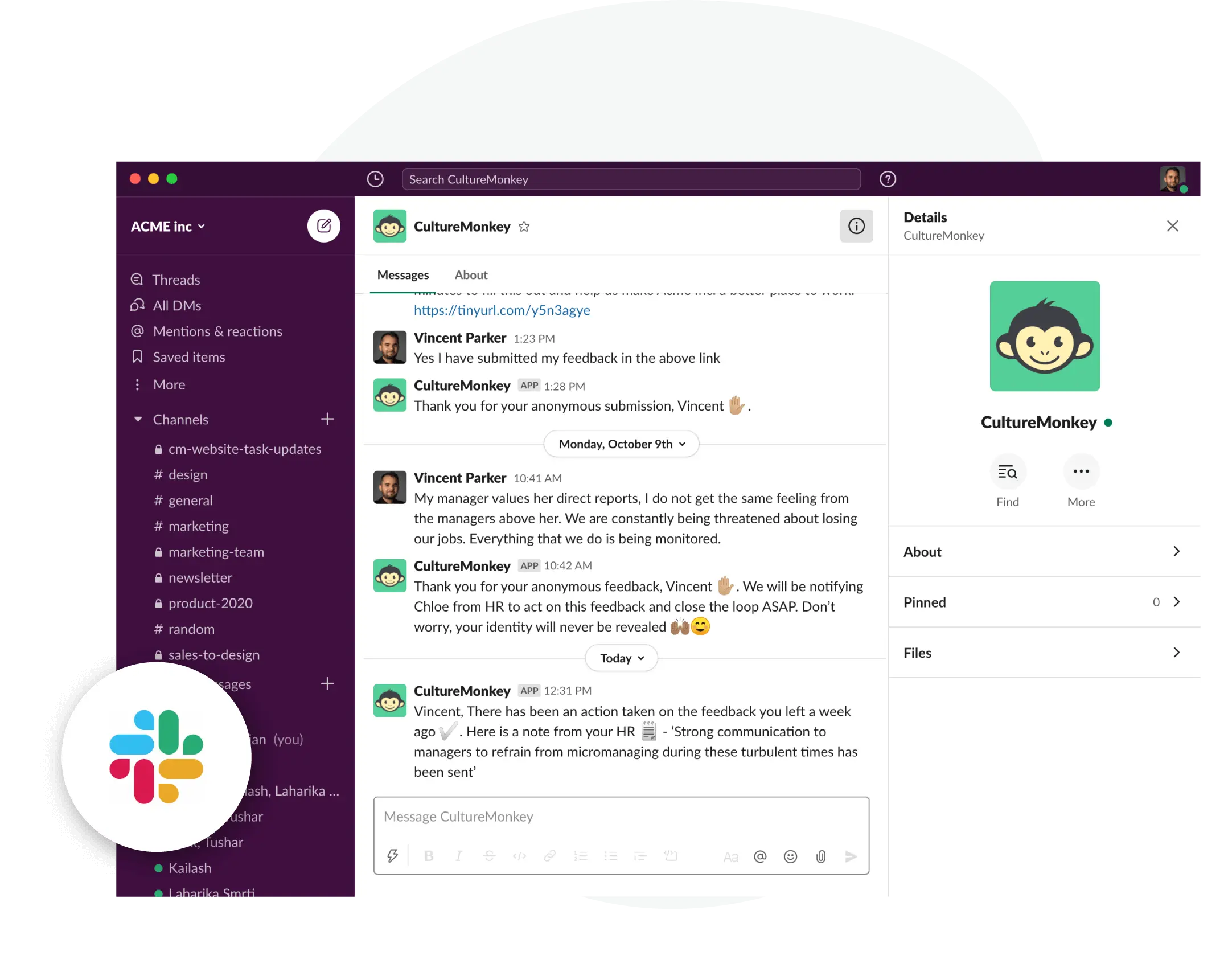 Slackbot integration to help you collect employee feedback